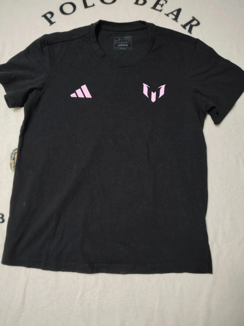 Adidas Men’s Black T-Shirt with Pink Accents